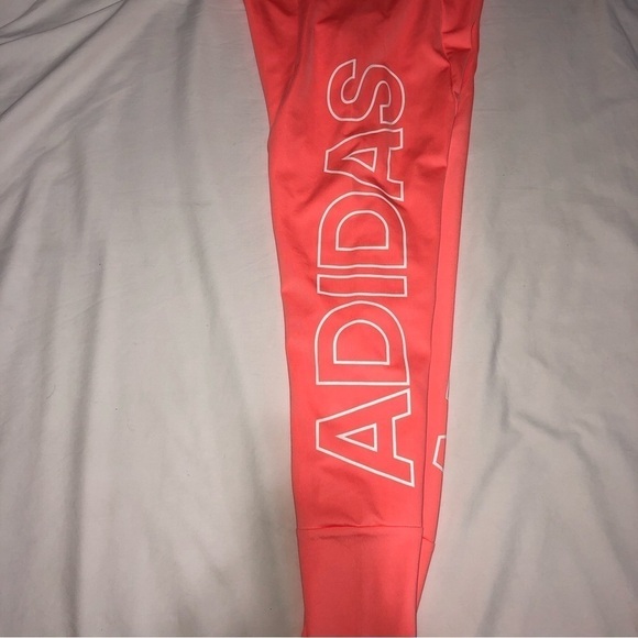 Adidas Leggings Size Medium Orange Coral Graphic Climalite Sporty Spice Active - Picture 7 of 8